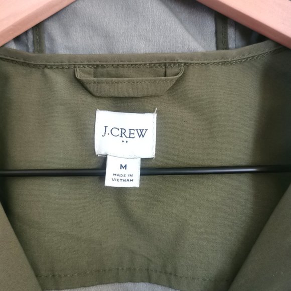 J Crew Olive Green Waxed Cotton Hooded Field Jacket Anorak Size Merium - Picture 6 of 6